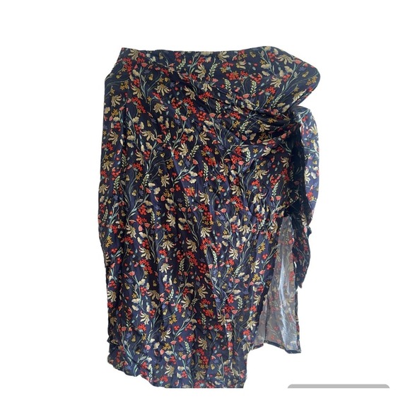 Zara Skort Skirt Short Front Knot Skirt Floral Knee Open Front Women's M Floral - Picture 2 of 11